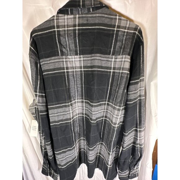 And Now This Mens Flannel Plaid Button-Down Shirt, Black/White, Size M, NWT - Picture 5 of 5